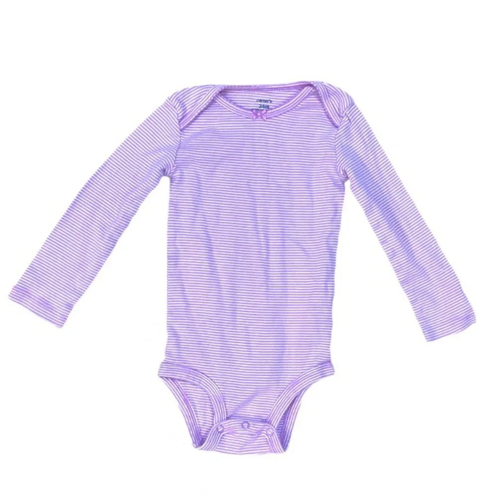 Carter’s Infant Girl’s Size 24 Months Purple and White Long Sleeve Onesie